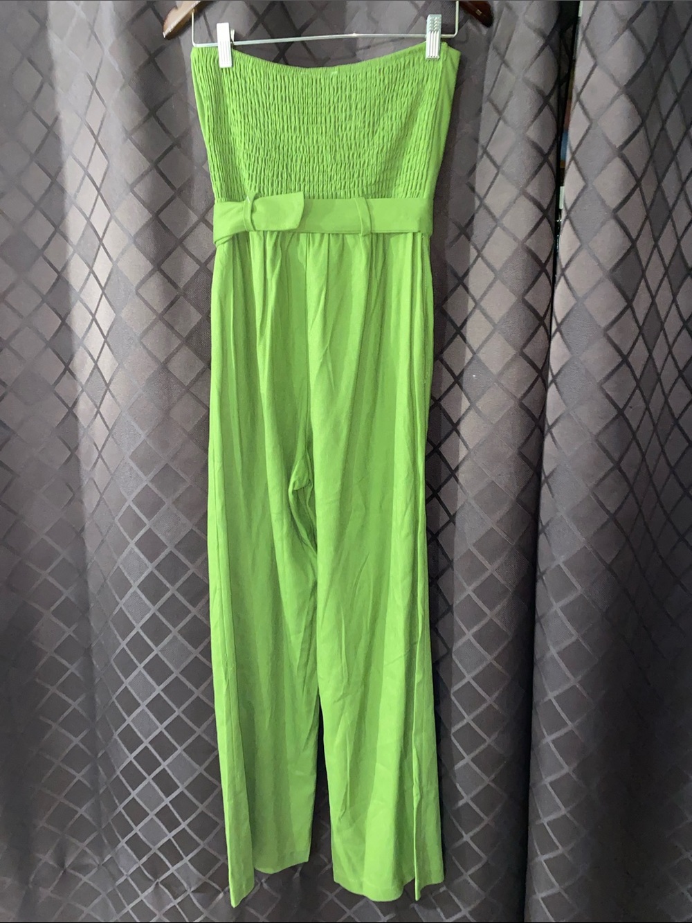 Monteau Strapless Lime Green Linen Blend Jumpsuit with Belt NWT - Picture 3 of 4